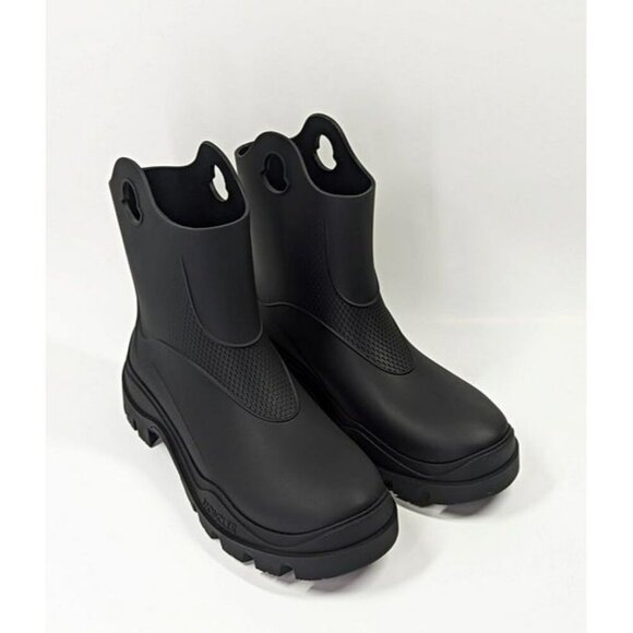Moncler Women's Misty Black Round Toe Embossed Logo Rain Boots Size 41 MSRP $555 - Picture 6 of 12